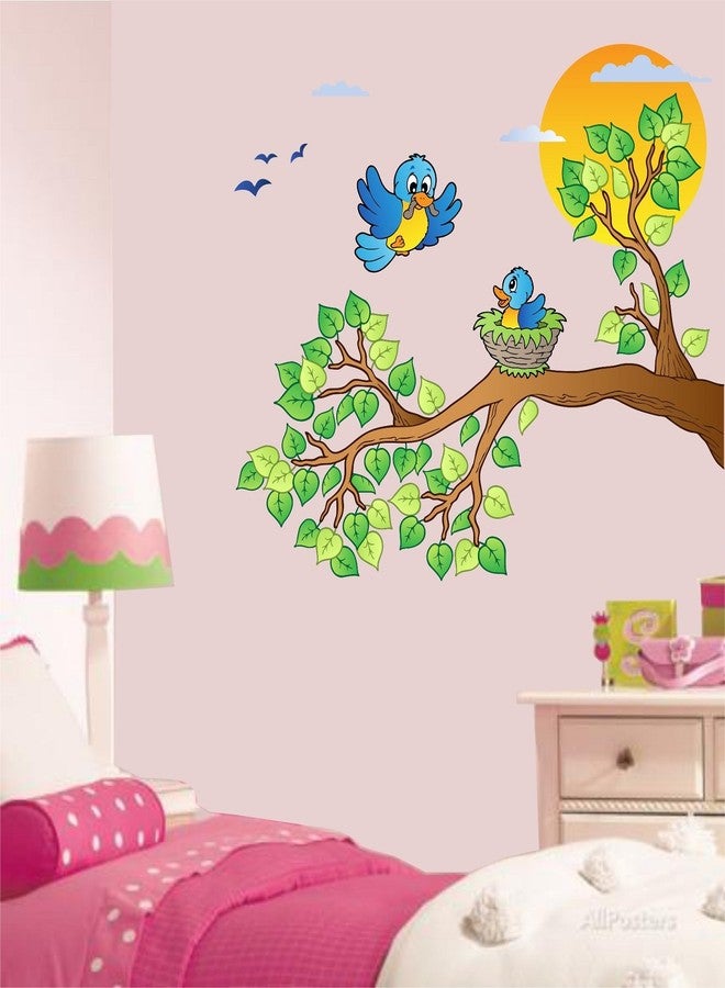 Asmi Collections Wall Stickers Baby Birds in Nest on Tree Branch - Image 1