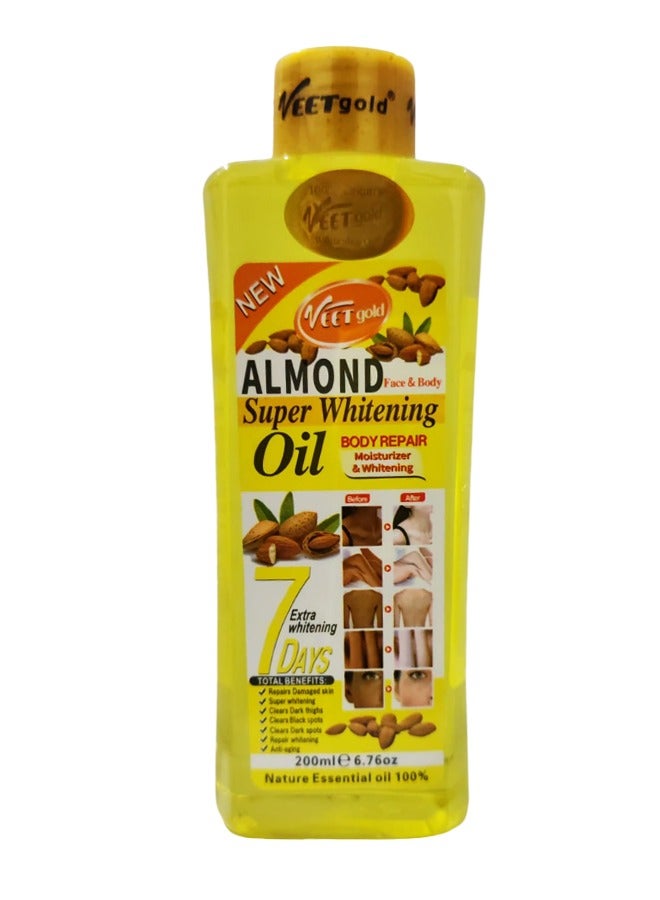Veet gold Almond Face and Body Super Whitening Body Repair Oil 200ml - Image 2
