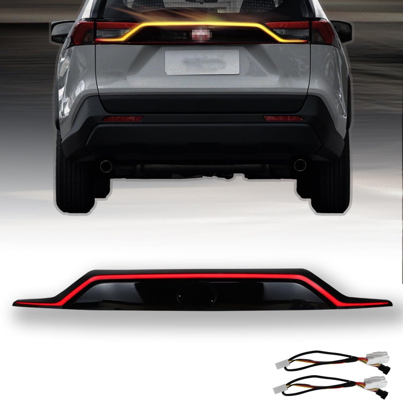 BINQIGOO LED Tail Brake Light Dynamic Lamp Fit for Toyota RAV4 2019 2020 2021 2022 2023 Lamp Rear Light Bar Bumper Reflector Turn Signals Light Auto Assembly, black, BO-RAV4-BRAKE-19 - Image 1