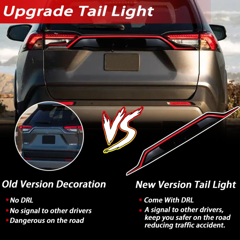 BINQIGOO LED Tail Brake Light Dynamic Lamp Fit for Toyota RAV4 2019 2020 2021 2022 2023 Lamp Rear Light Bar Bumper Reflector Turn Signals Light Auto Assembly, black, BO-RAV4-BRAKE-19 - Image 3