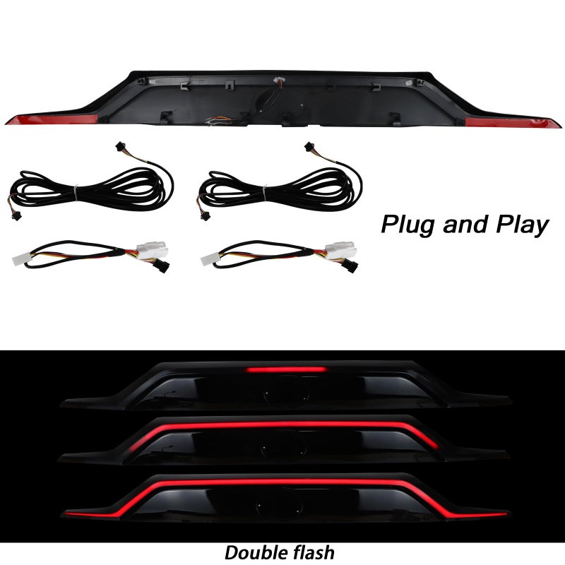 BINQIGOO LED Tail Brake Light Dynamic Lamp Fit for Toyota RAV4 2019 2020 2021 2022 2023 Lamp Rear Light Bar Bumper Reflector Turn Signals Light Auto Assembly, black, BO-RAV4-BRAKE-19 - Image 2
