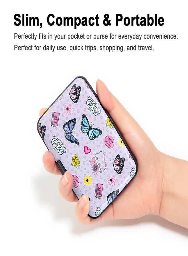 Kaabao Credit Card Holder Small RFID Blocking Wallet Business Metal Slim Mini Aluminum Hard Case for Women Men Gift (Cute Cartoon Butterfly) - Image 3
