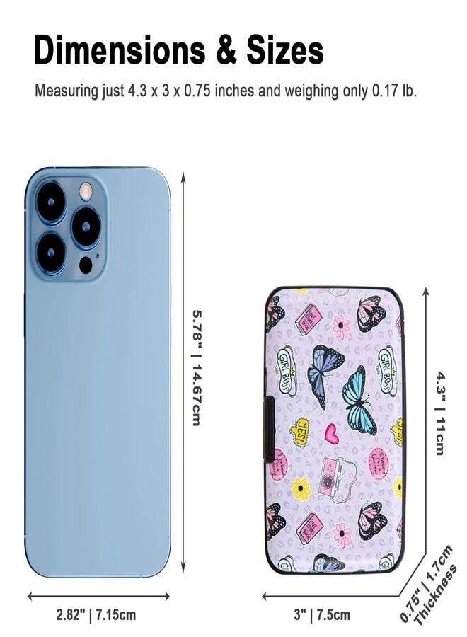 Kaabao Credit Card Holder Small RFID Blocking Wallet Business Metal Slim Mini Aluminum Hard Case for Women Men Gift (Cute Cartoon Butterfly) - Image 5
