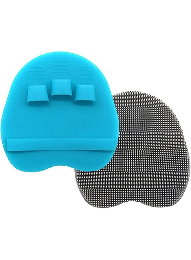 HOMMIESAFE 2 Pack Soft Silicone Shower Brush, Body & Face & Short Hair Wash, Bath Exfoliating Skin Massage Scrubber, Dry Skin Brushing Glove Loofah, Fit for Sensitive and All Kinds of Skin (Blue+Gray) - Image 1