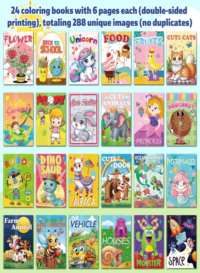 مجموعة كاليسكي من 24 كتاب تلوين للأطفال، هدايا حفلات، أقلام تلوين بكميات كبيرة مع كتب تلوين صغيرة للأطفال من عمر 4-8 و8-12 سنة، هدايا عيد ميلاد للأطفال الصغار، جوائز صفية - Image 3