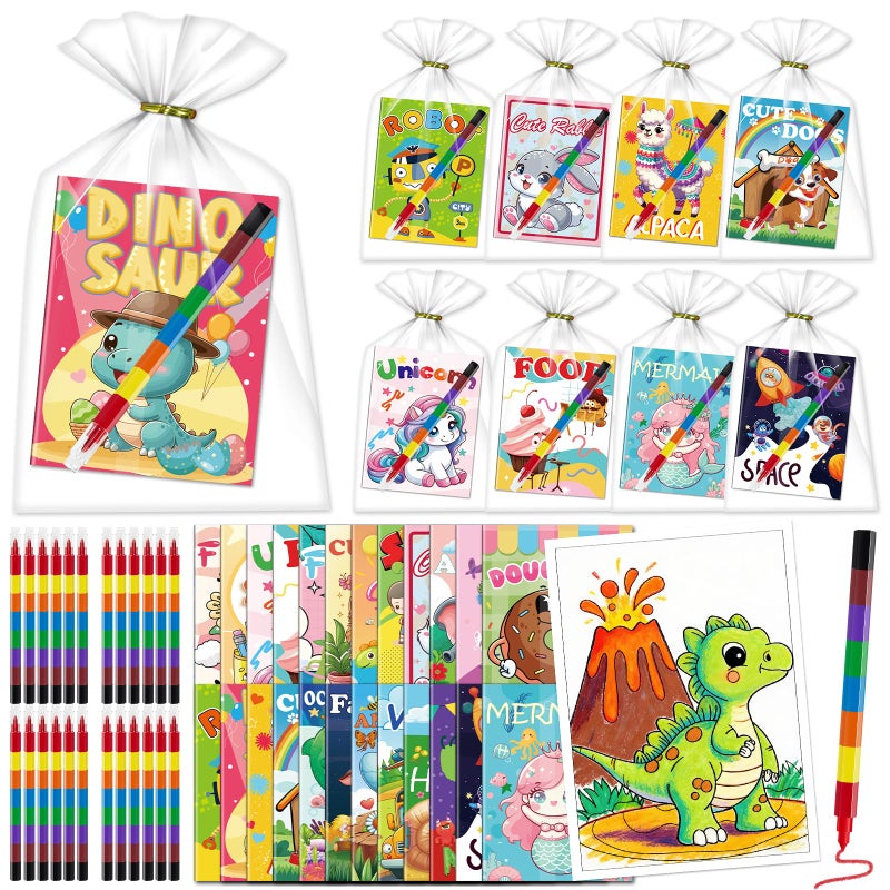 مجموعة كاليسكي من 24 كتاب تلوين للأطفال، هدايا حفلات، أقلام تلوين بكميات كبيرة مع كتب تلوين صغيرة للأطفال من عمر 4-8 و8-12 سنة، هدايا عيد ميلاد للأطفال الصغار، جوائز صفية - Image 1