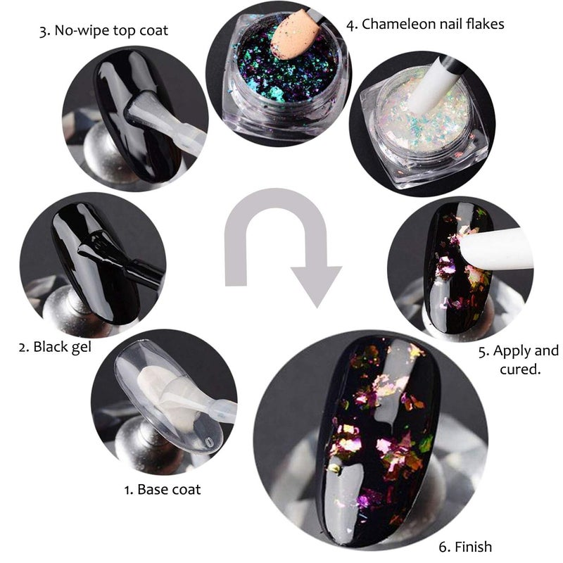 KUKA Iridescent Glitter Chameleon Nail Flakes Set of 6 Jars (Mixed Chameleon) - Image 3