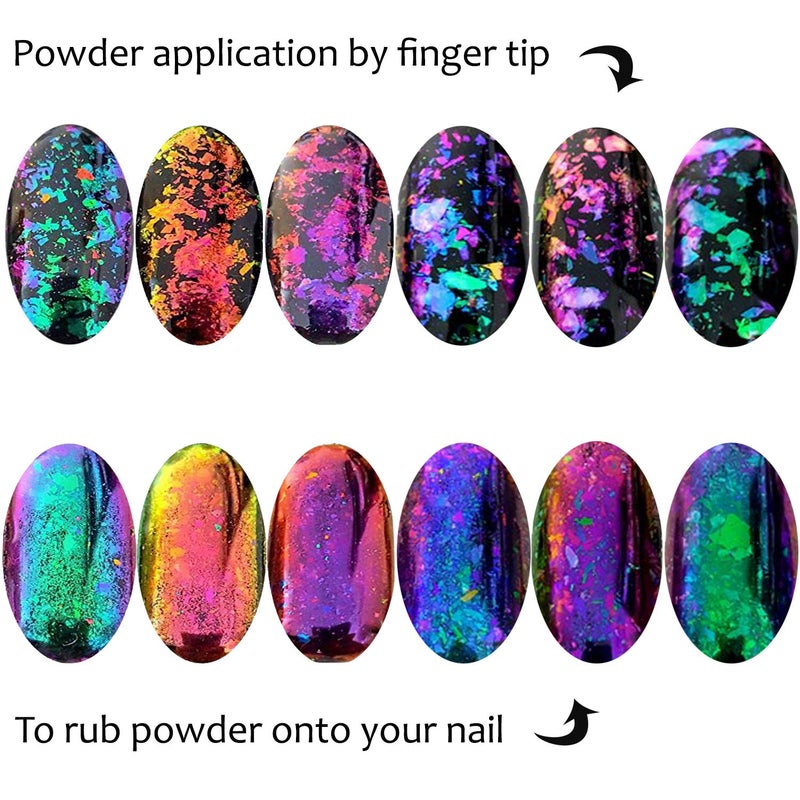 KUKA Iridescent Glitter Chameleon Nail Flakes Set of 6 Jars (Mixed Chameleon) - Image 2