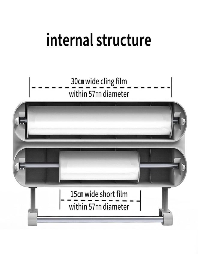 Rasunkae 3 in 1 Aluminum Foil and Plastic Wrap Organize Dispenser with Cutter, Magnetic Paper Towel Holder for Fridge, includes 1 Roll of Cling Film - Image 5