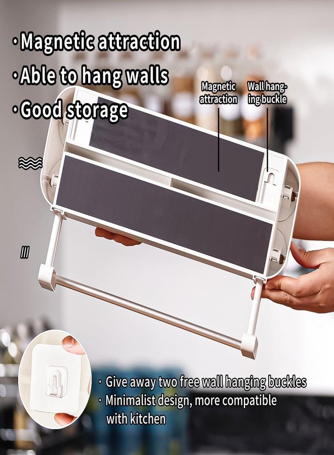 Rasunkae 3 in 1 Aluminum Foil and Plastic Wrap Organize Dispenser with Cutter, Magnetic Paper Towel Holder for Fridge, includes 1 Roll of Cling Film - Image 4