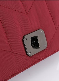 DejaVu Lock Closure Quilted Cross Body Bag - Burgundy  - Image 5