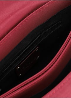DejaVu Lock Closure Quilted Cross Body Bag - Burgundy  - Image 4