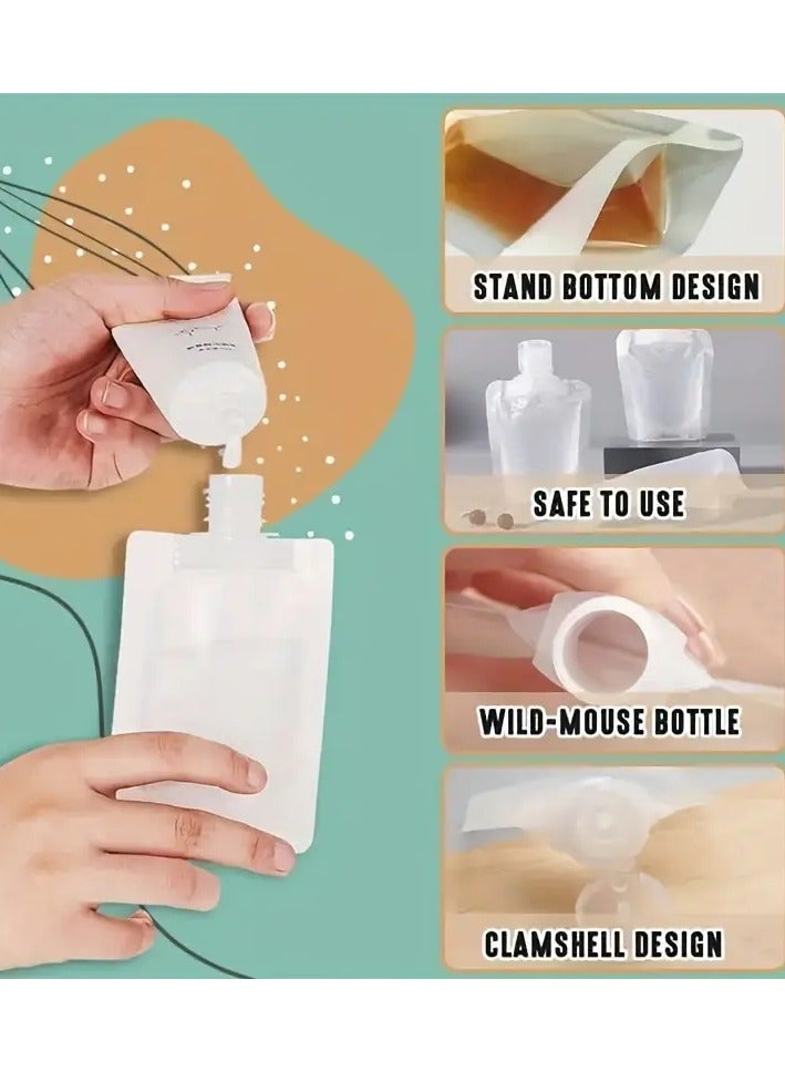 Rozino 7pcs Fluid Makeup Packing Bags With 1pc Sticker Travel Size Empty Squeeze Pouch Portable Cosmetic Containers Leakproof Stand Up Pouch For Toiletry Travel Bottles For Lotion Shampoo  - Image 4