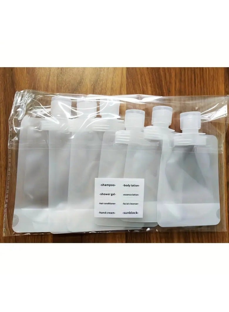 Rozino 7pcs Fluid Makeup Packing Bags With 1pc Sticker Travel Size Empty Squeeze Pouch Portable Cosmetic Containers Leakproof Stand Up Pouch For Toiletry Travel Bottles For Lotion Shampoo  - Image 2