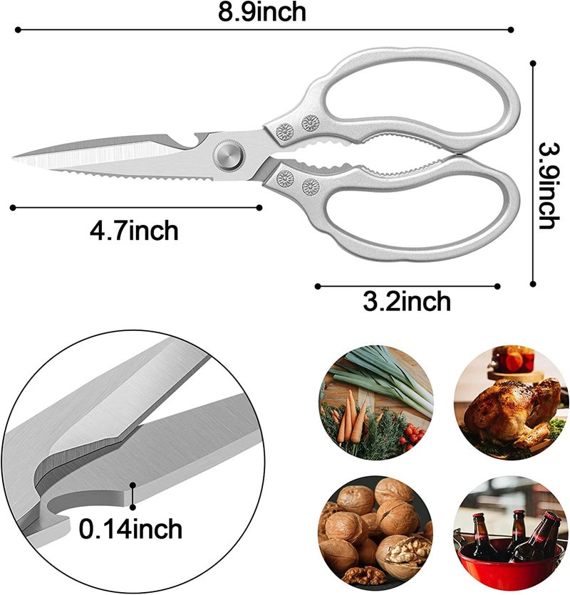 Vruta Multipurpose, Kitchen Scissors, Food Scissors, Premium Stainless Steel Solid Kitchen Shears For Meat, Seafood, Chicken, Ergonomic Kitchen Scissor With Comfort Grip (Silver, Japanese Style) - Image 3