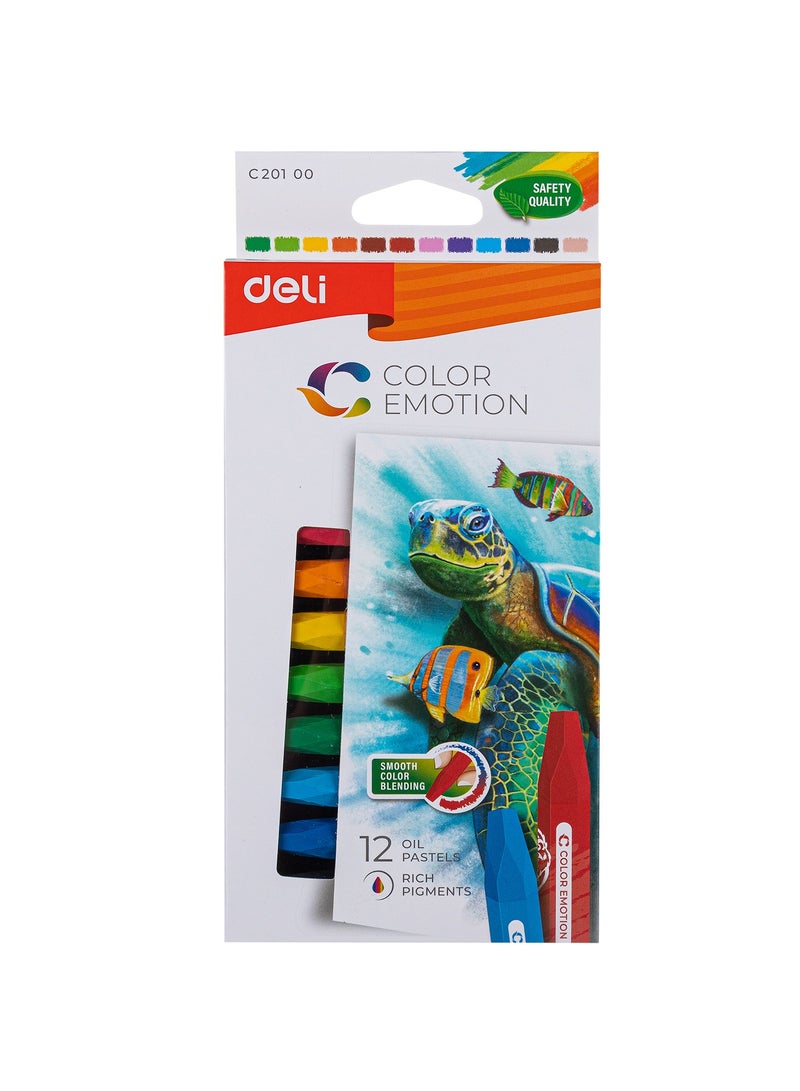 Deli Color Emotion EC20100 Oil Pastels – 12 Vibrant Colors - Image 4