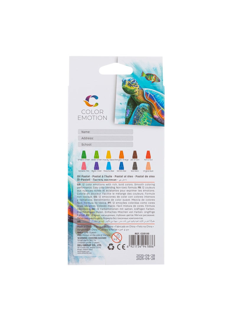 Deli Color Emotion EC20100 Oil Pastels – 12 Vibrant Colors - Image 5