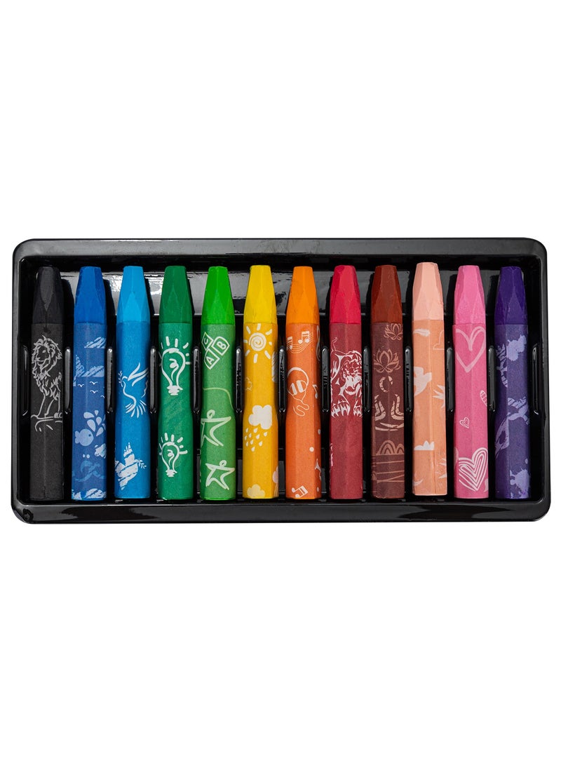 Deli Color Emotion EC20100 Oil Pastels – 12 Vibrant Colors - Image 2