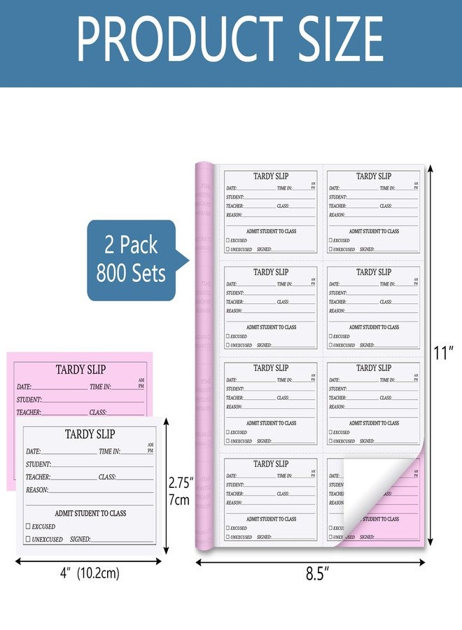 suituts 800 Pcs Tardy Slip Book with Carbonless Duplicates, Teacher Slips - Image 2