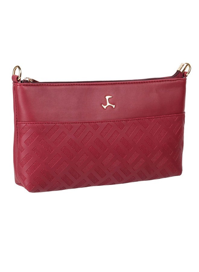 Mochi حقيبة س sling للنساء بلون المارون بسحاب (66-7254) - Image 4