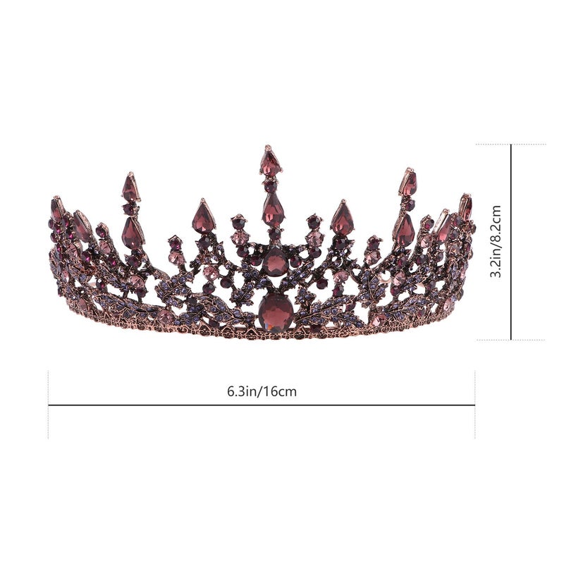 Rhinestone Baroque Tiara Headband Alloy Crown Hair Jewelry for Women Wedding Bridal - Image 3
