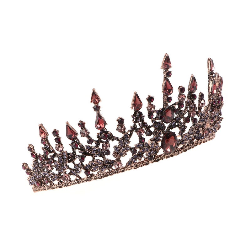Rhinestone Baroque Tiara Headband Alloy Crown Hair Jewelry for Women Wedding Bridal - Image 2