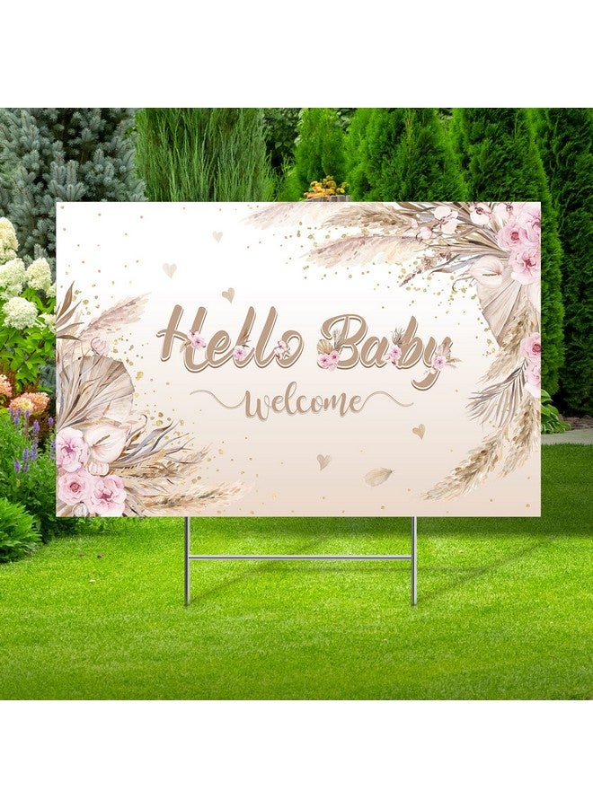 Capoda Baby Shower Yard Sign With Stake Gender Reveal Yard Sign Blue Pink Elephant Lawn Sign Baby Bear Lawn Sign Welcome Baby Announcement Sign For Boy Girl Outdoor Baby Shower Party Decorations(Boho Style) - Image 1
