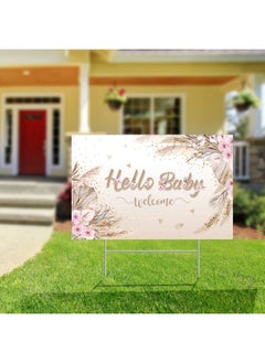 Capoda Baby Shower Yard Sign With Stake Gender Reveal Yard Sign Blue Pink Elephant Lawn Sign Baby Bear Lawn Sign Welcome Baby Announcement Sign For Boy Girl Outdoor Baby Shower Party Decorations(Boho Style)  - Image 3