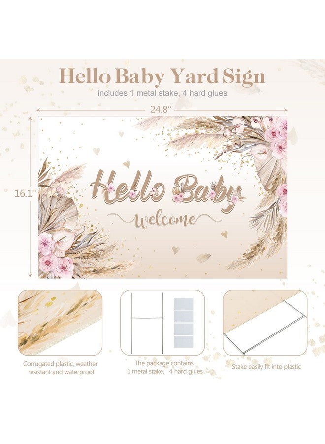 Capoda Baby Shower Yard Sign With Stake Gender Reveal Yard Sign Blue Pink Elephant Lawn Sign Baby Bear Lawn Sign Welcome Baby Announcement Sign For Boy Girl Outdoor Baby Shower Party Decorations(Boho Style) - Image 2