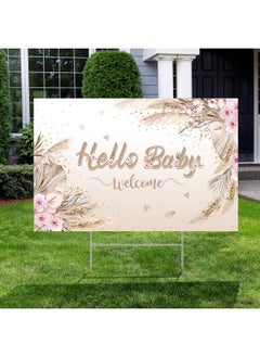 Capoda Baby Shower Yard Sign With Stake Gender Reveal Yard Sign Blue Pink Elephant Lawn Sign Baby Bear Lawn Sign Welcome Baby Announcement Sign For Boy Girl Outdoor Baby Shower Party Decorations(Boho Style)  - Image 4