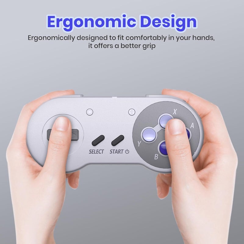 SAFFUN 2.4 GHz Wireless SNES Switch Online Controller, USB Receiver, Compatible with Switch/Switch OLED, PC, Mac OS, Android, Steam Deck, Raspberry Pi (Rechargeable) (Plug and Play) (2 Pack) Purple - Image 3