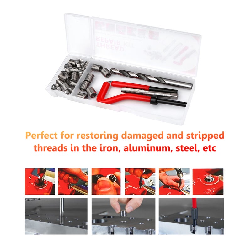 75pcs Thread Repair Kit Metric HSS Drill Helicoil Stripped Damaged Thread Restore Tool Set Automotive Tools Thread Metric Inserts & Repair Kits  M5-M8 - Image 4