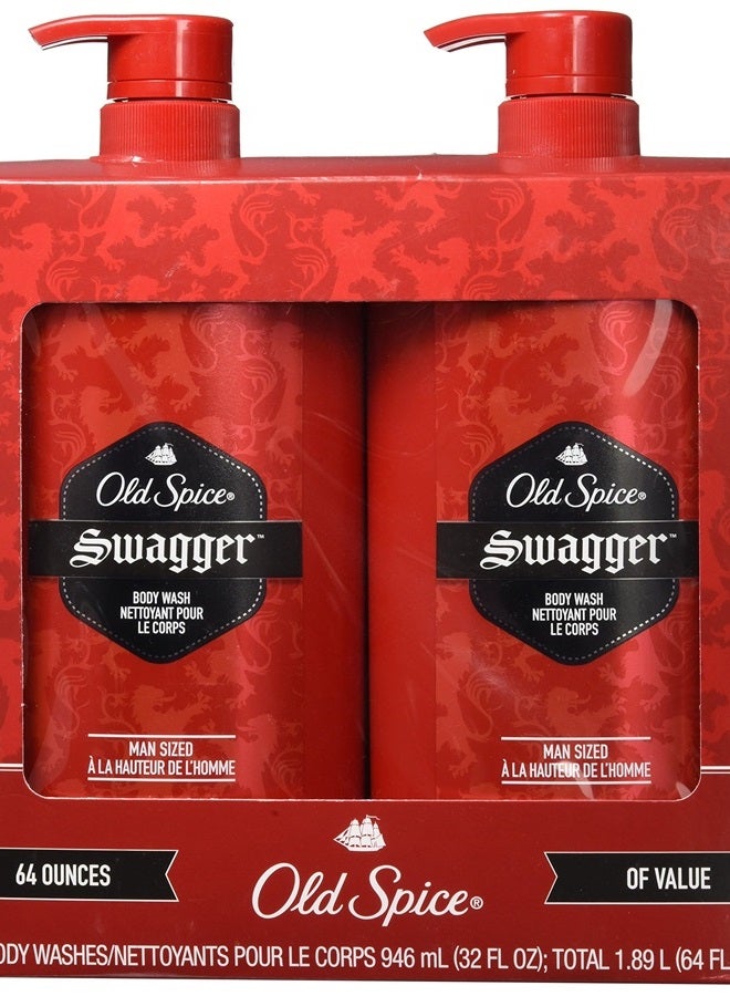 Old Spice مجموعة من 2 غسول جسم أولد سبايس سواجر 64 أونصة إجمالي حجم الرجل للاستحمام جديد - Image 1