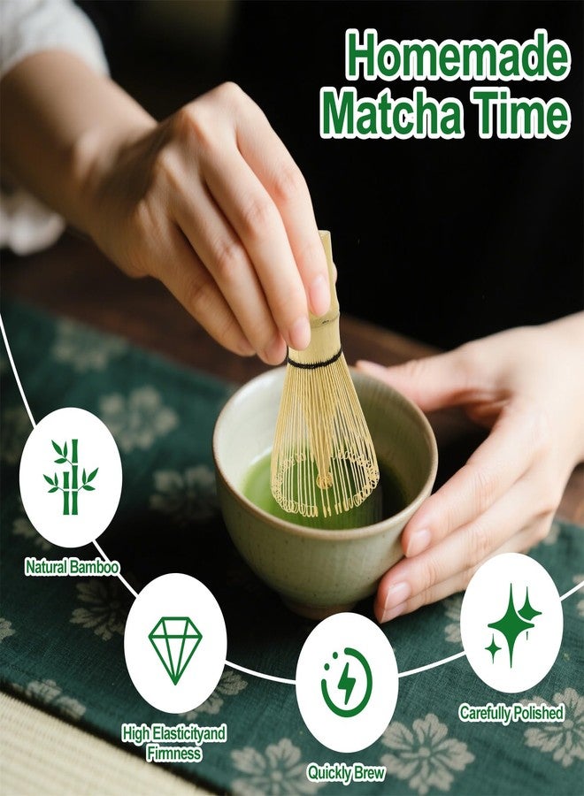 WANDiORY 3-Piece Matcha Tea Tool Set – Handmade Bamboo Whisk (Chasen), Traditional Scoop, and Ceramic Whisk Holder – Japanese Matcha Accessories for Tea Lovers (No Sifter) - Image 2