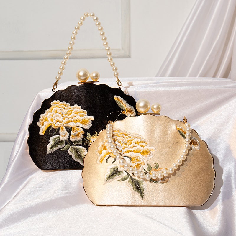 Chinese Cheongsam Women'S Bag Guofeng Embroidered Handbag Antique Hanfu Clutch Bag Embroidered Flower Bag Banquet Gift Bag - Image 2