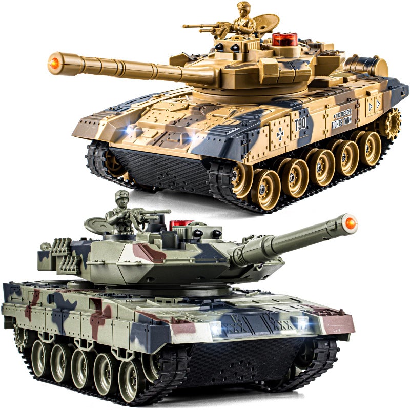 Supdex 124 RC Battle Tank Set Remote Control Russian T90 and German Leopard II Tank Model That Shoots for Kids and Adults 24Ghz Army Toy for Boys 6 Year Old with Smoke Sound Effects and Lights - Image 2