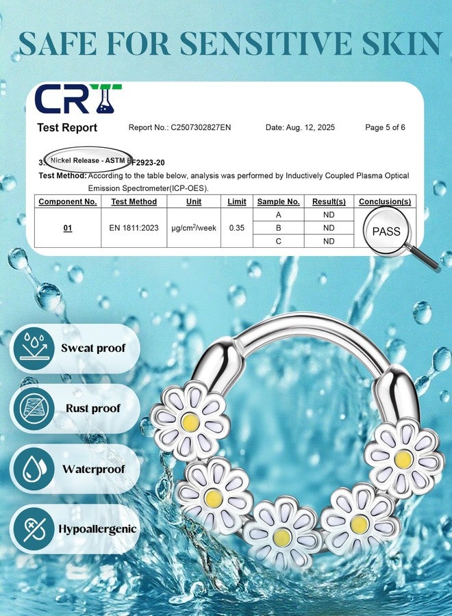 Drperfect 8Pcs Nose Rings Hoops for Women, 316L Surgical Steel Septum Clicker Rings Hinged CZ Silver Nose Ring Hoop 16G Eyebrow Lip Cartilage Tragus Rook Helix Conch Daith Piercing Jewelry 8mm/10mm - Image 5
