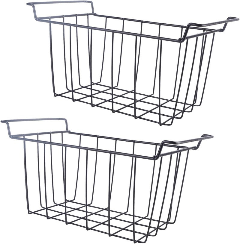 علب تخزين سلكية للفريزر، مغطاة بطبقة من البولي إيثيلين، بلون أسود، لتنظيم الرفوف في الثلاجة (الطول 39 سم × العرض 20 سم × الارتفاع 20 سم)، عدد 2 قطعة - Image 5