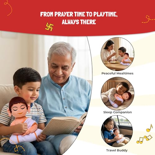 Panda's Box Navkar Mantra Chanting Jain Swami | As Seen on Shark Tank | Musical Toy | Non-Toxic| Best Birthday Gift for Newborn Kids (Boys, Girls)| Symbol of Non-Violence| Free Colouring Book | 28 CM - Image 5