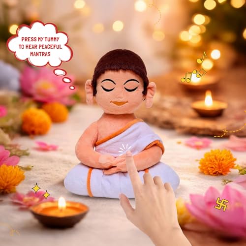 Panda's Box Navkar Mantra Chanting Jain Swami | As Seen on Shark Tank | Musical Toy | Non-Toxic| Best Birthday Gift for Newborn Kids (Boys, Girls)| Symbol of Non-Violence| Free Colouring Book | 28 CM - Image 3