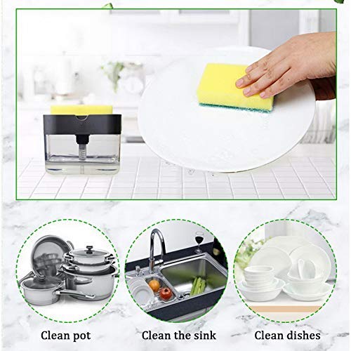 Radiant Soap Dispenser for Kitchen and Sponge Holder Dish Soap Dispenser Kitchen Sink dishwashing for Dishwasher Liquid Holder Instant Refill Durable (Rectangular) - Image 4