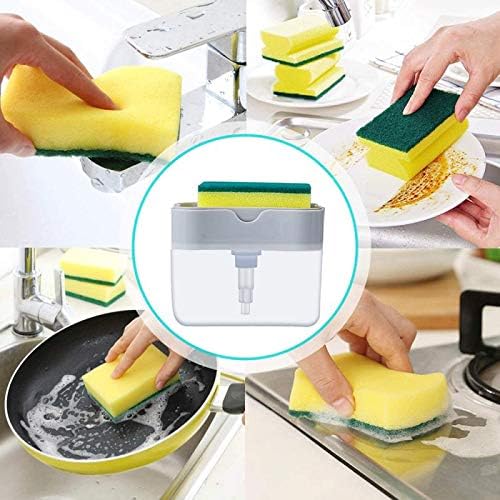 Radiant Soap Dispenser for Kitchen and Sponge Holder Dish Soap Dispenser Kitchen Sink dishwashing for Dishwasher Liquid Holder Instant Refill Durable (Rectangular) - Image 5