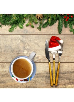 Paper Plane Design Paper Plane Design Christmas Wooden Tea Coasters for Drinks Dinning Table Decorative Coasters for Home Office (Set of 6)  - Image 3