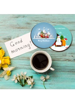 Paper Plane Design Paper Plane Design Christmas Wooden Tea Coasters for Drinks Dinning Table Decorative Coasters for Home Office (Set of 6)  - Image 2