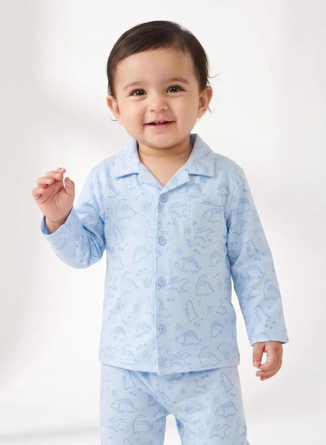 ستايلي Baby Boys Dino Print Shirt and Pyjama Set