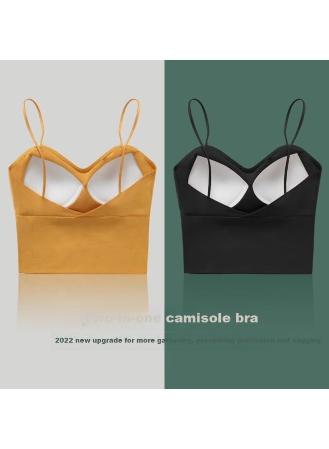 Nome Women's Summer V-neck Crop Top With Built-in Bra White L - Image 4