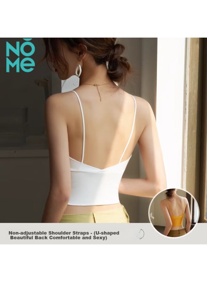 Nome Women's Summer V-neck Crop Top With Built-in Bra White L - Image 1