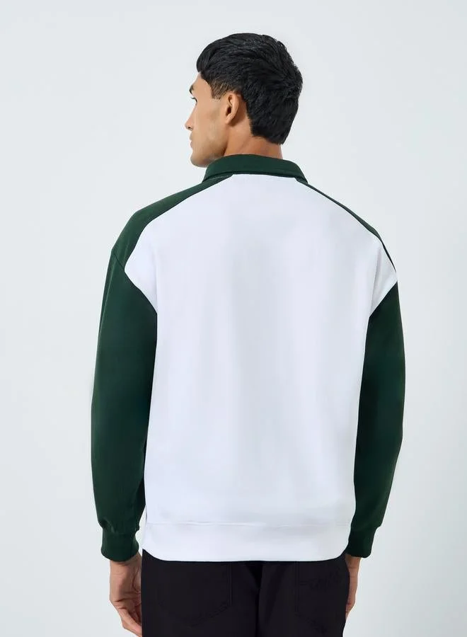 Styli  Men New England Graphic Zip Collar Sweatshirt for Men | Best Price UAE