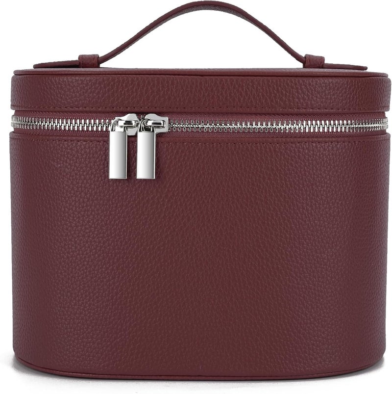 YFGBCX Makeup Bag Vanity Case with Removable Divider Travel Toiletry Bag Portable Cosmetic Bag Makeup Organizer Case, Burgundy - Image 1