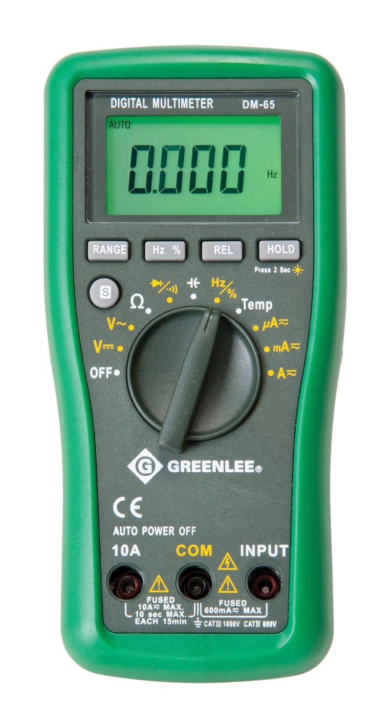 Greenlee Dmm 1000V AcDc 10A Cap Temp Elec Test Instruments DM65Black